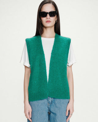 Cardigan laine et mohair vert Vicomte