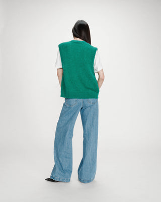 Cardigan laine et mohair vert Vicomte