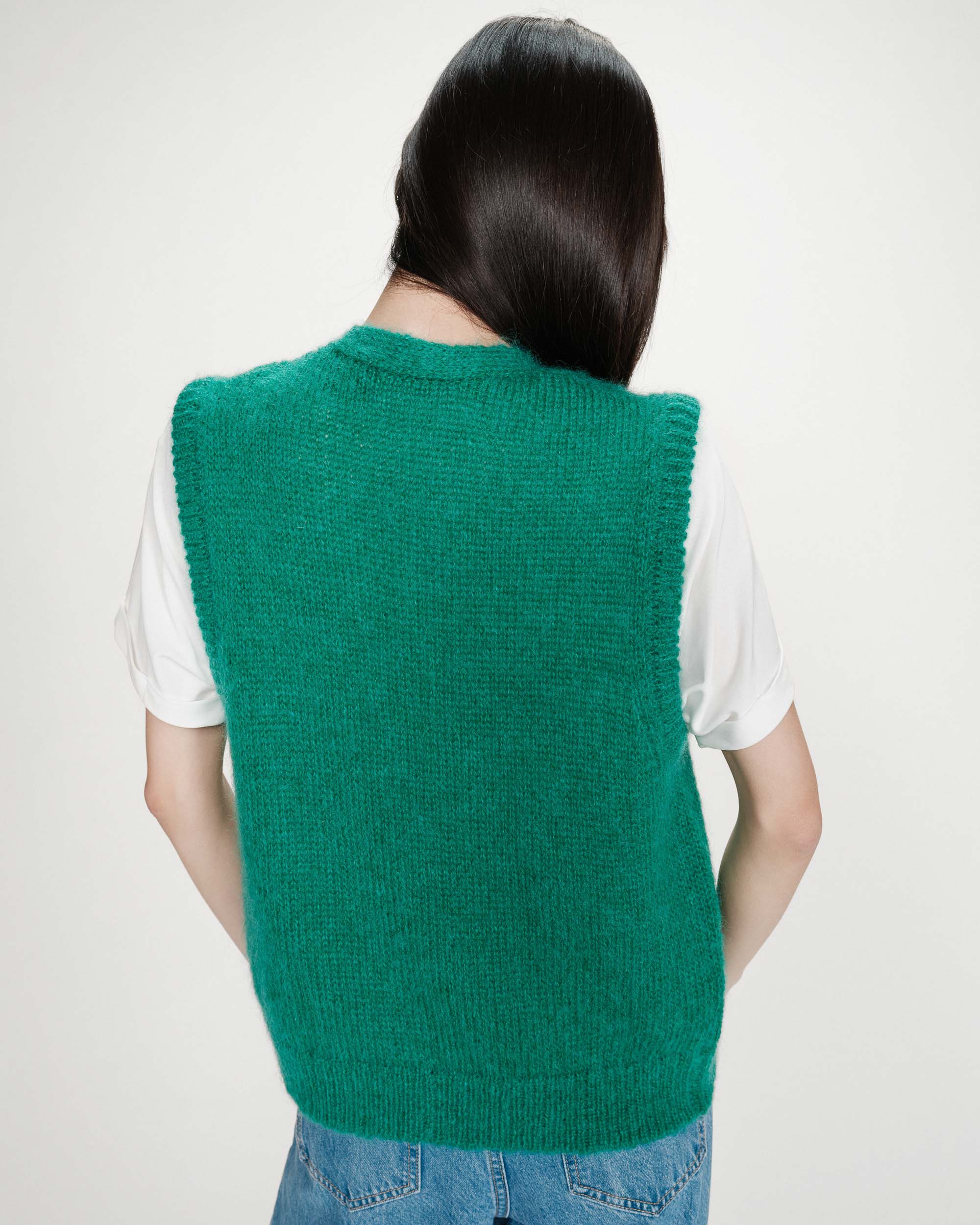 Cárdigan sin mangas de lana y mohair vert Vicomte