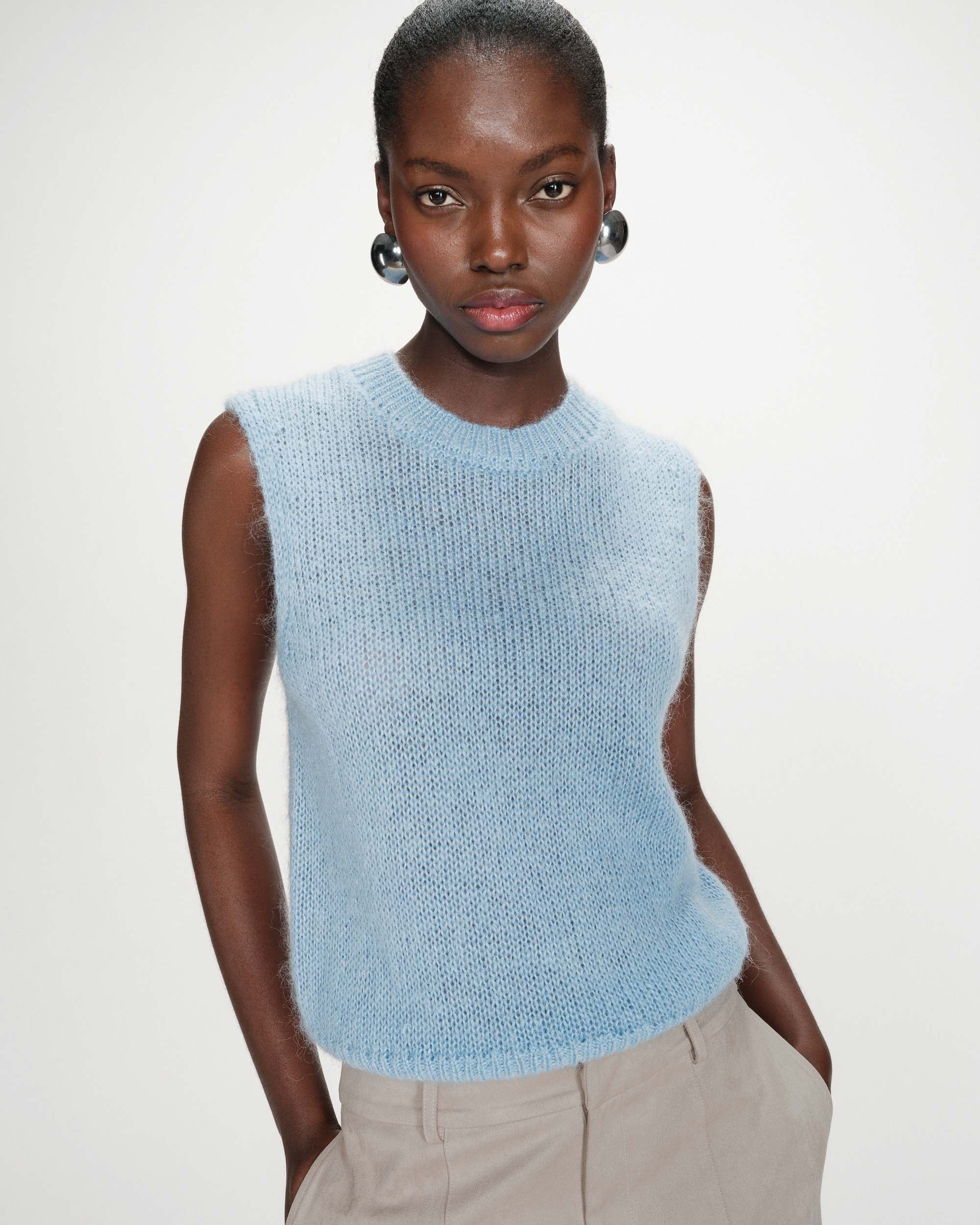 Pull en laine et mohair bleuet Vollo