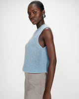 Jersey sin mangas de lana y mohair bleuet Vollo