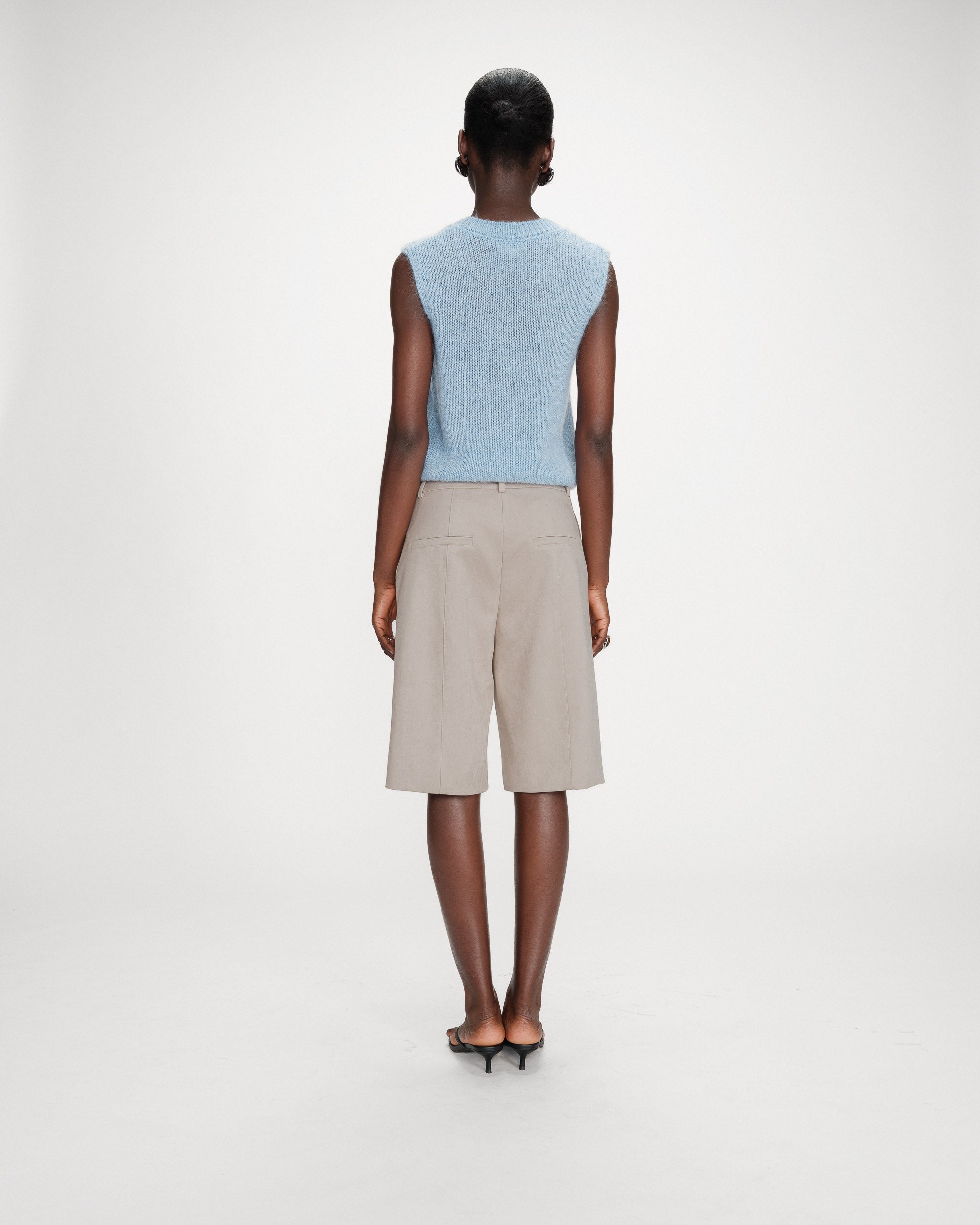 Jersey sin mangas de lana y mohair bleuet Vollo