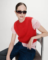 Pull en laine et mohair rouge Vollo