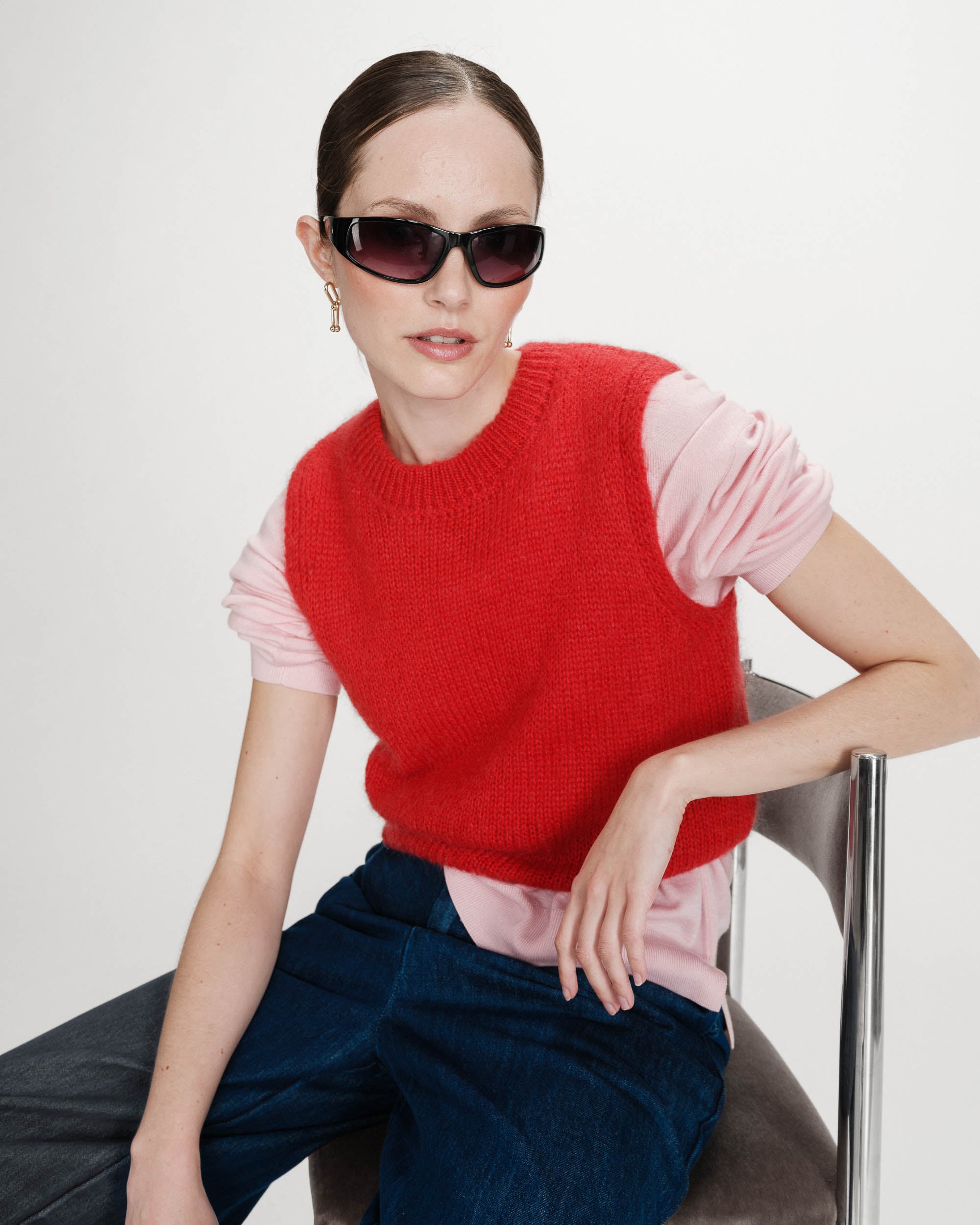 Pull en laine et mohair rouge Vollo