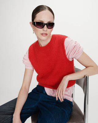 Pull en laine et mohair rouge Vollo