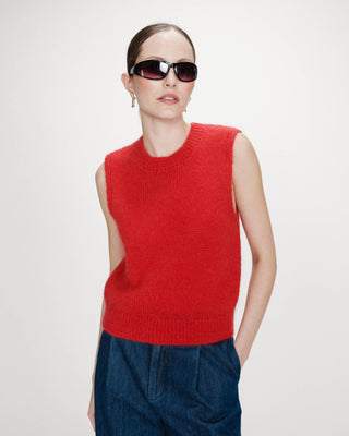 Pull en laine et mohair rouge Vollo