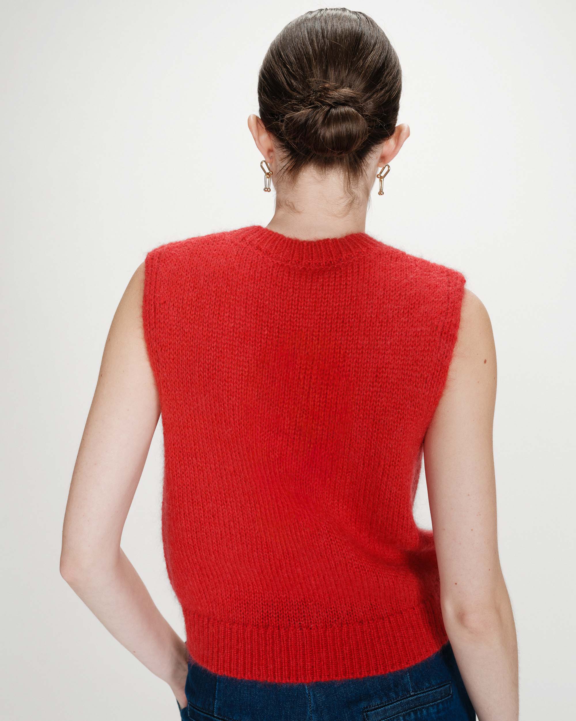 Pull en laine et mohair rouge Vollo