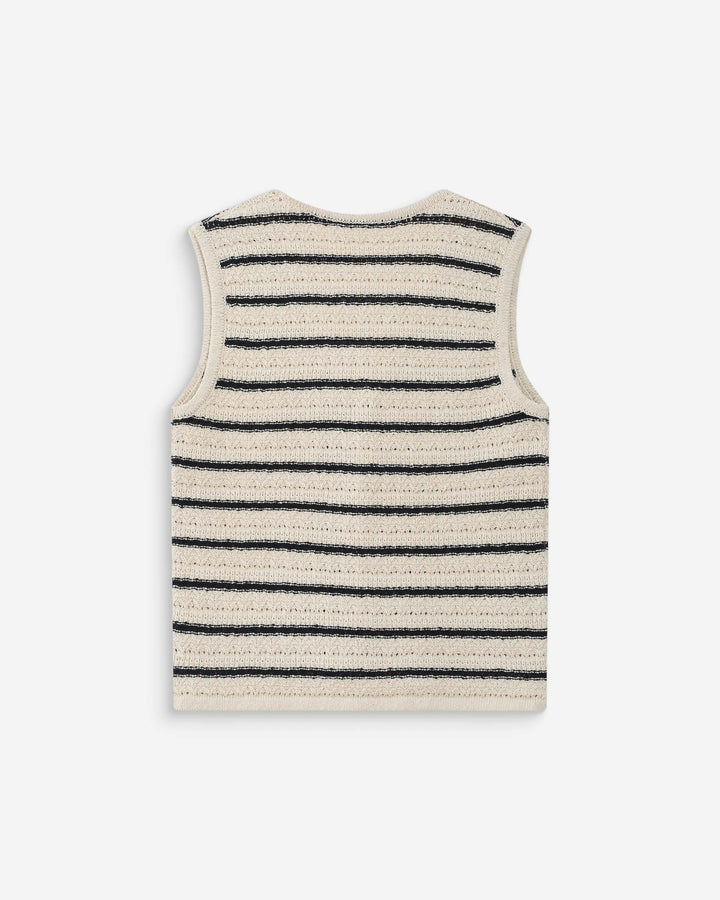 Cárdigan de punto sin mangas escote en V ecru Vincennes