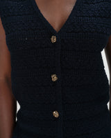 Cárdigan de punto sin mangas escote en V marine Vincennes