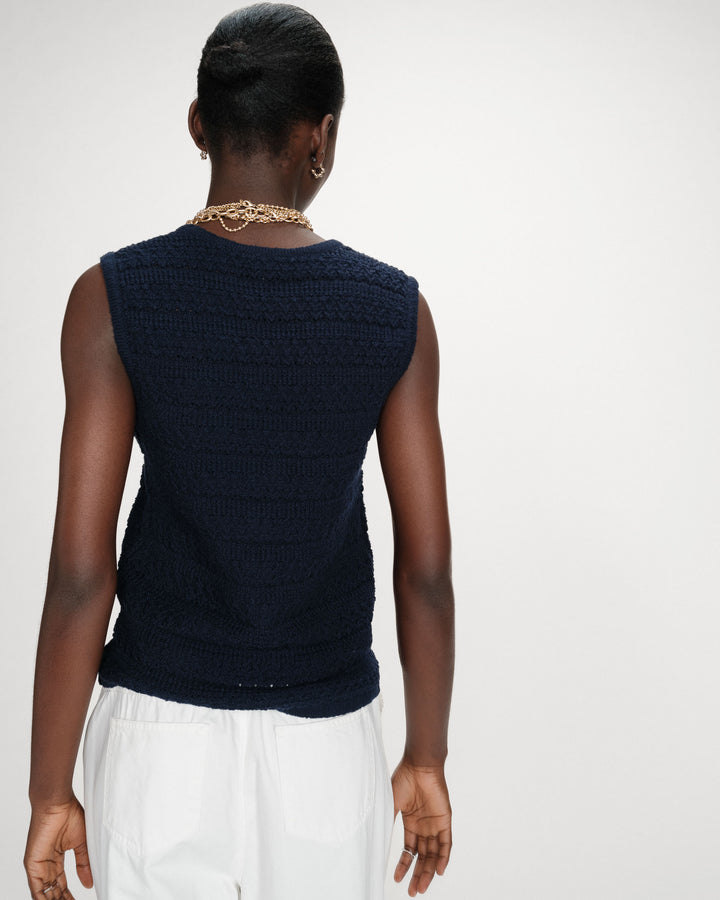 Cárdigan de punto sin mangas escote en V marine Vincennes