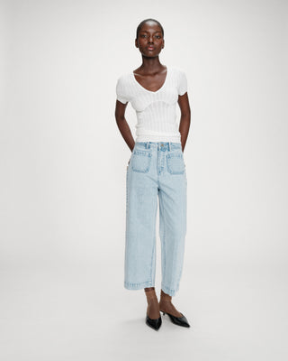 Pull ajusté à fronces ivoire Velyor