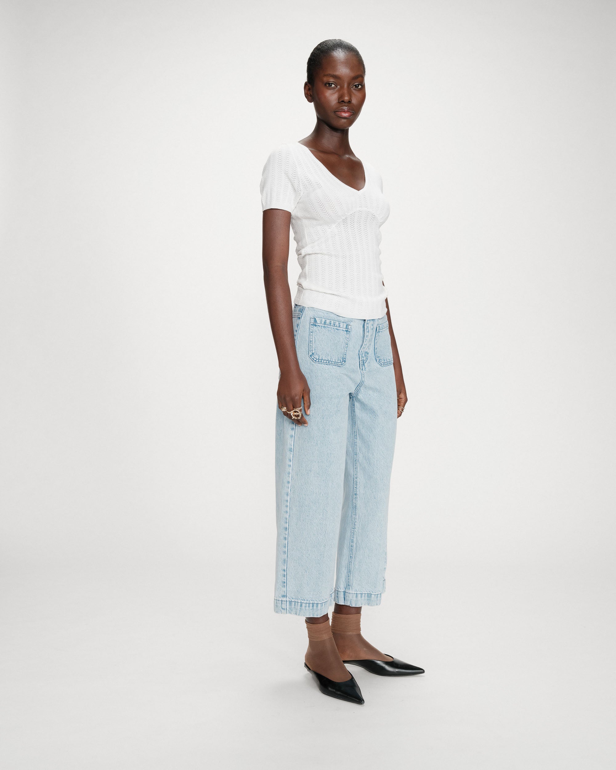 Pull ajusté à fronces ivoire Velyor