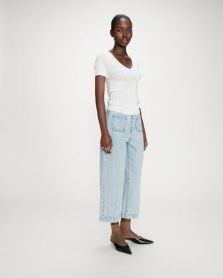 Pull ajusté à fronces ivoire Velyor