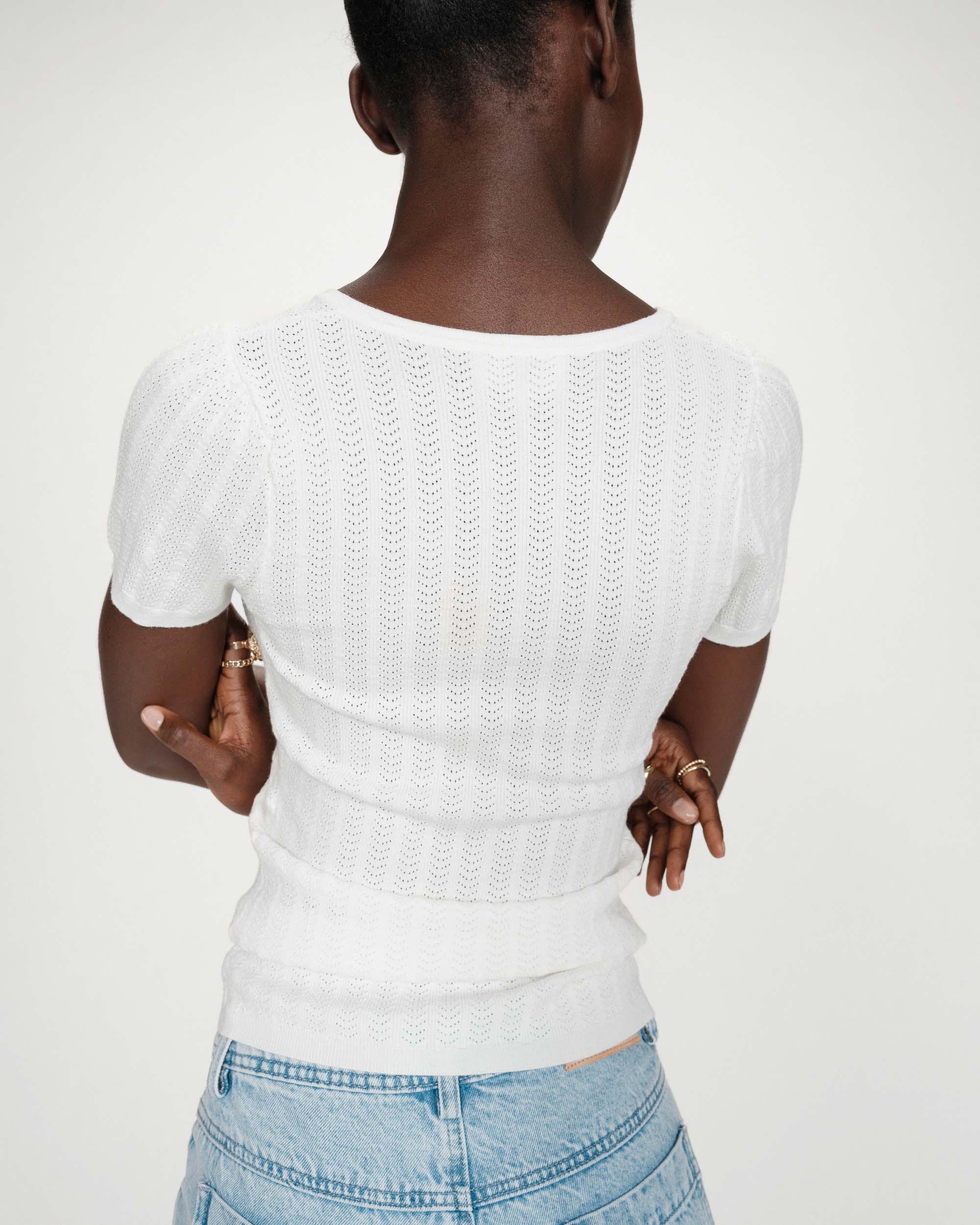 Pull ajusté à fronces ivoire Velyor