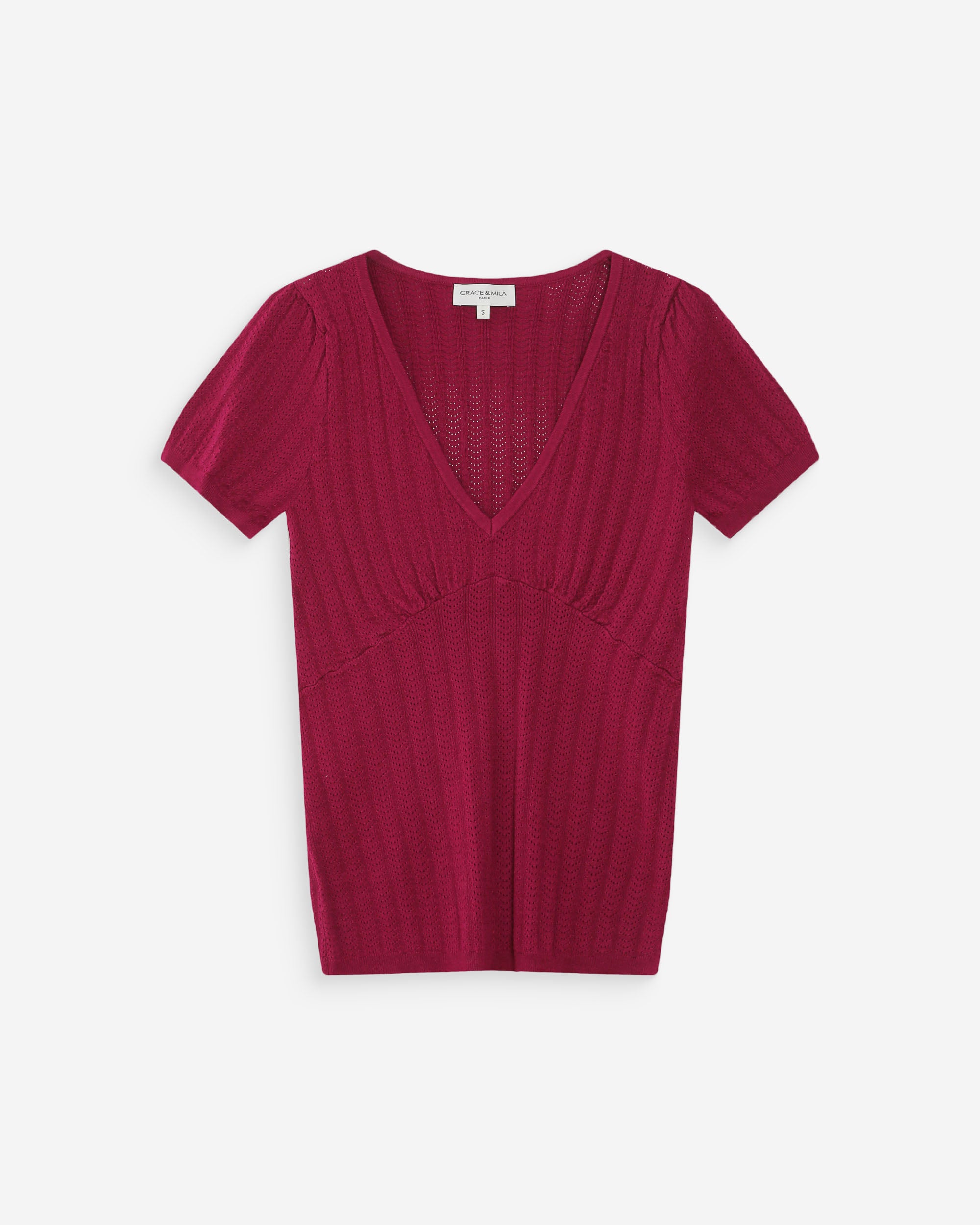 Pull ajusté à fronces pivoine Velyor