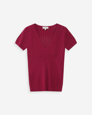 Pull ajusté à fronces pivoine Velyor