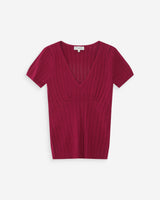 Jersey ajustado mangas cortas escote en V pivoine Velyor