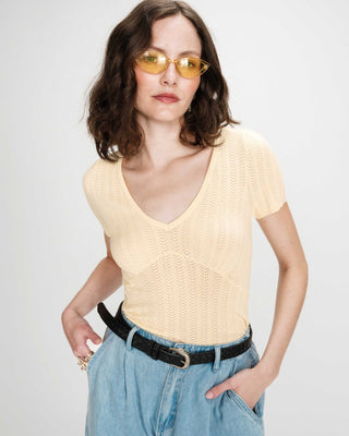 Pull ajusté à fronces vanille Velyor