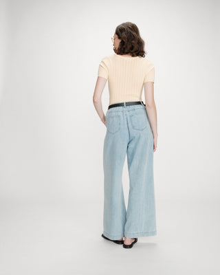 Pull ajusté à fronces vanille Velyor