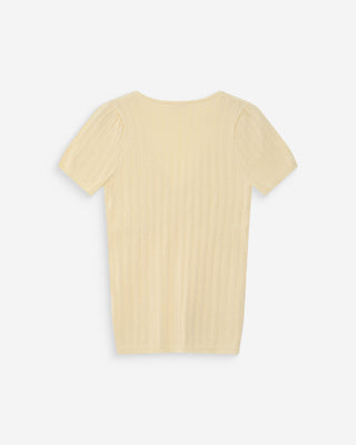 Pull ajusté à fronces manches courtes col V vanille Velyor