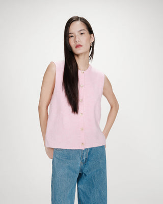 Cardigan sans manches rose Vollando