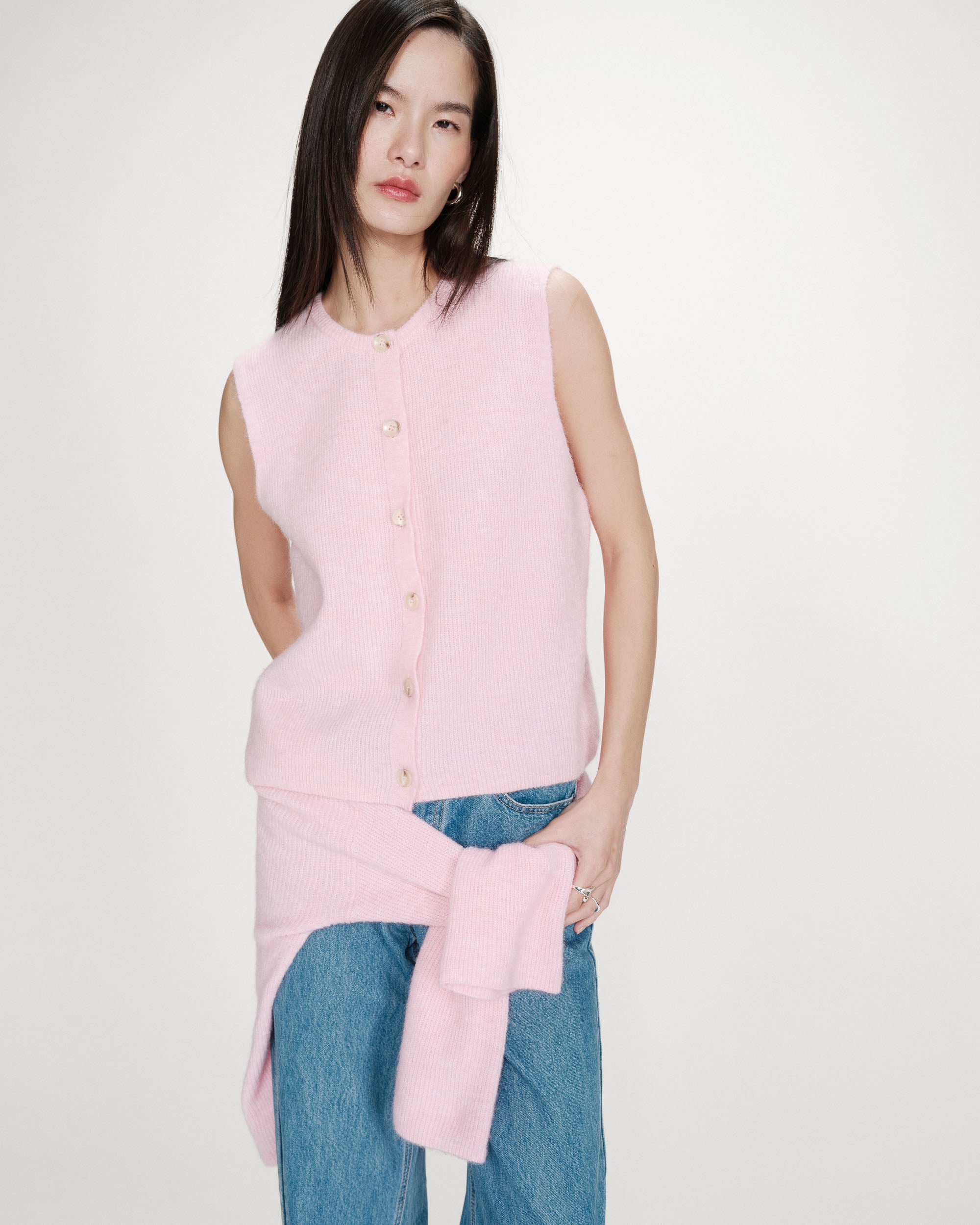 Cardigan sans manches rose Vollando