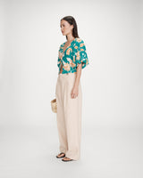 Blouse courte à motifs vert Vahe