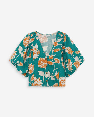 Blouse courte à motifs vert Vahe