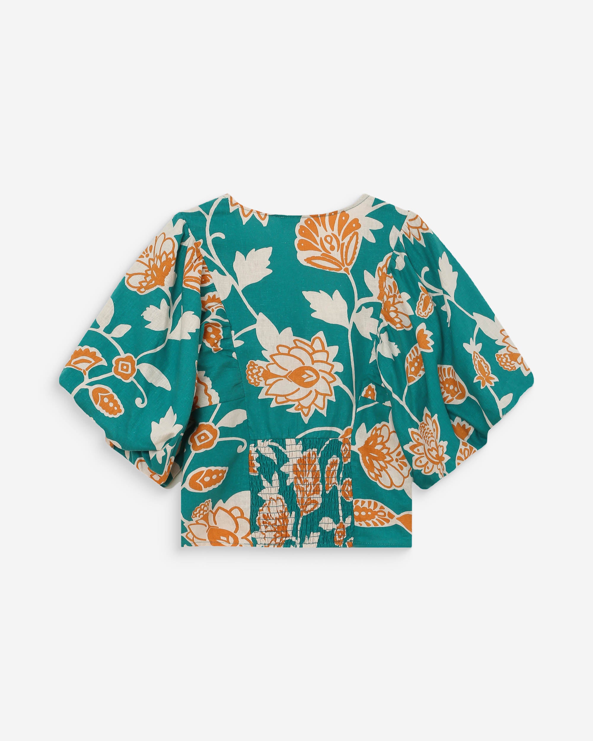 Blouse courte à motifs vert Vahe