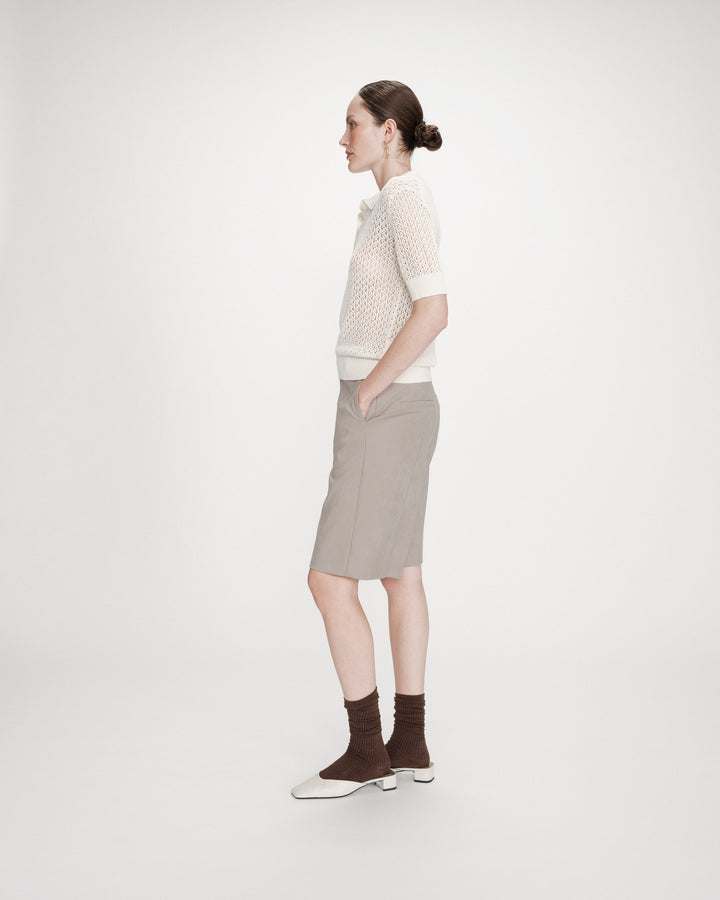 Polo en fine maille ecru Vathi