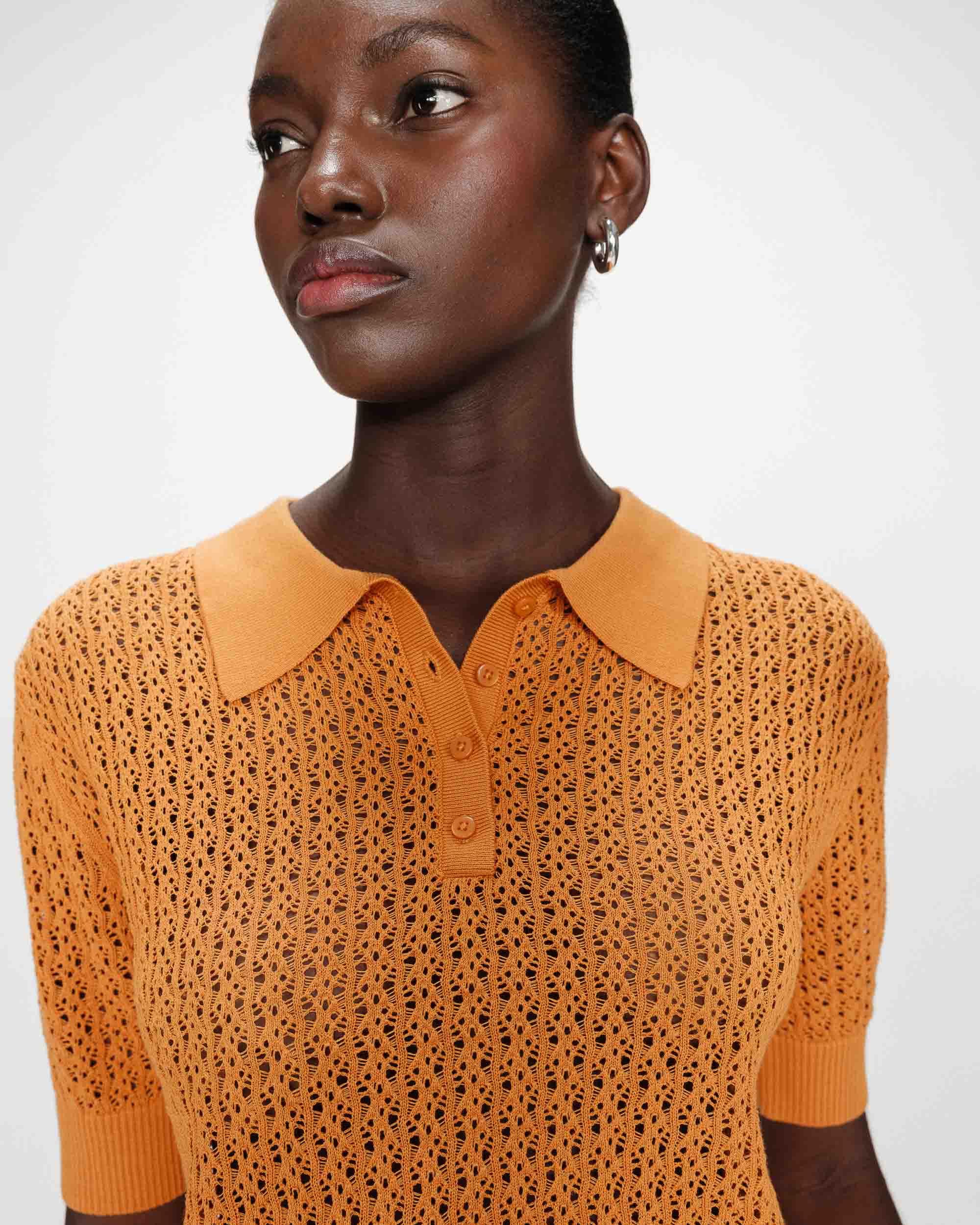 Openwork Fine Knit Polo – Grace & Mila