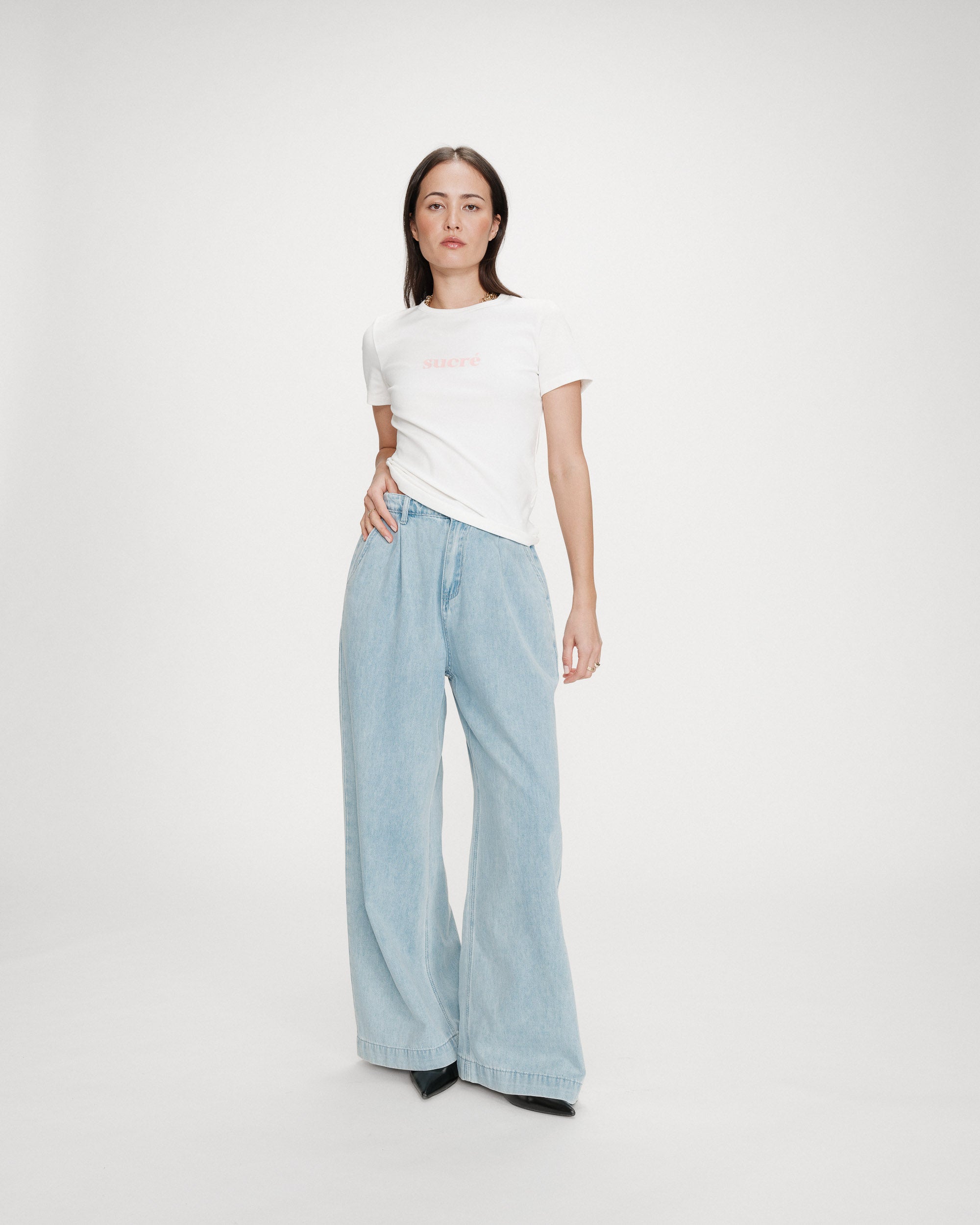 Camiseta de algodón con mensaje ivoire Vigee