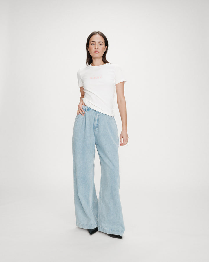 Camiseta de algodón con mensaje ivoire Vigee