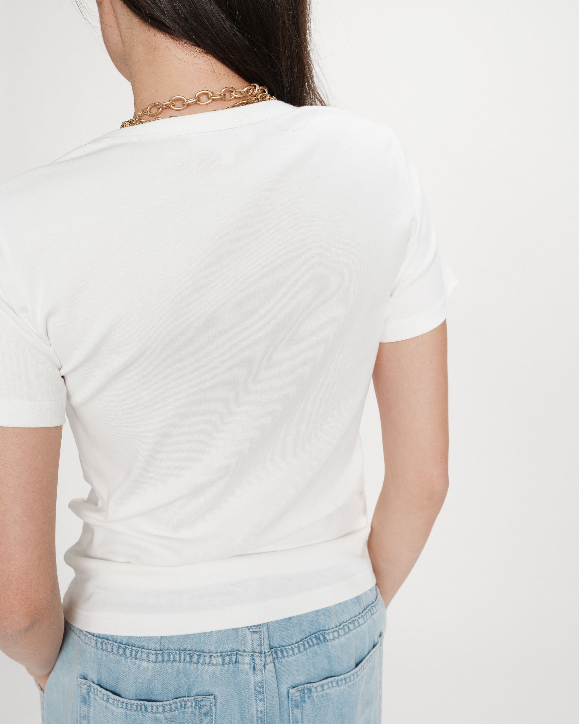 Camiseta de algodón con mensaje ivoire Vigee