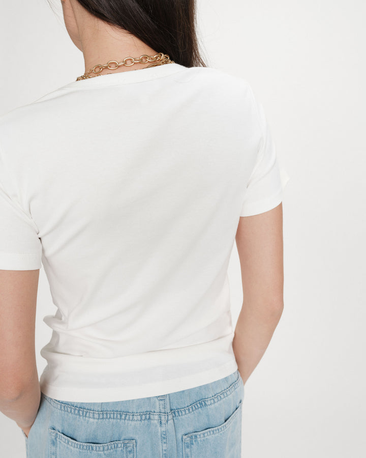 Camiseta de algodón con mensaje ivoire Vigee