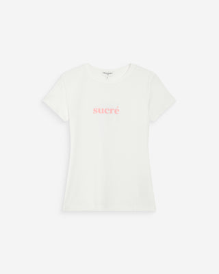 T-shirt à message imprimé ivoire Vigee