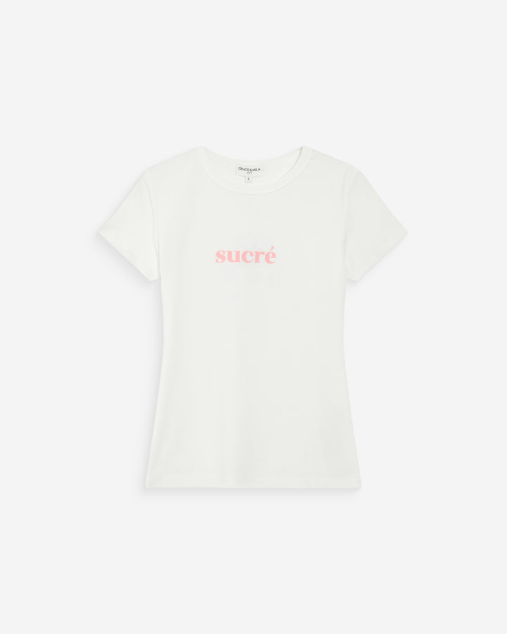 Camiseta de algodón con mensaje ivoire Vigee