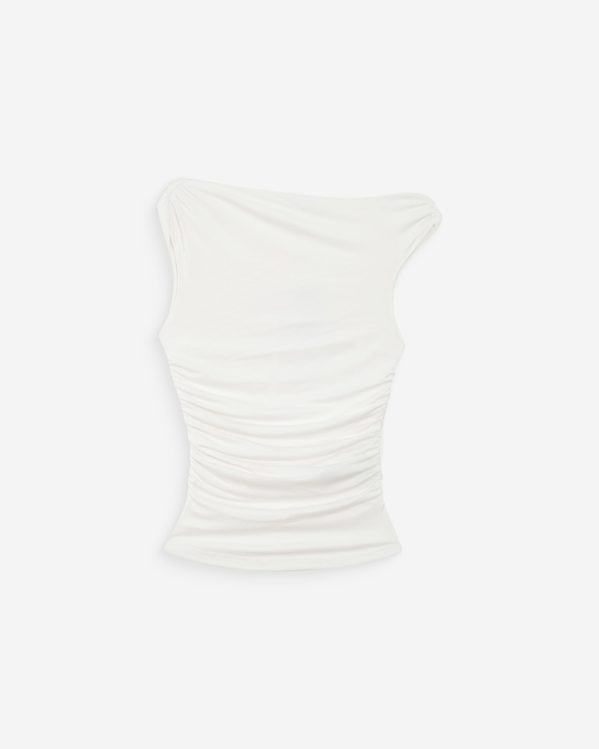 Top drapé asymétrique ivoire Vodia
