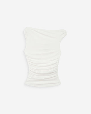 Top drapé asymétrique ivoire Vodia