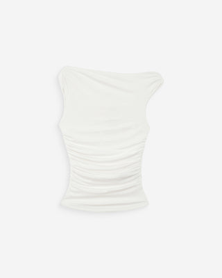 Top drapeado asimétrico ivoire Vodia