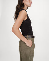 Top drapé asymétrique noir Vodia