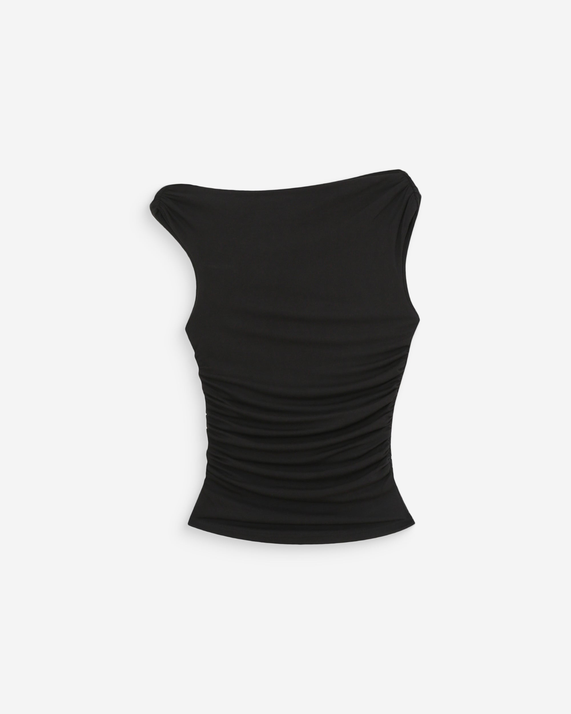 Top drapé asymétrique noir Vodia