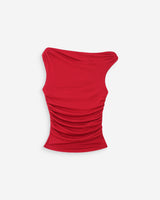 Top drapeado asimétrico rouge Vodia
