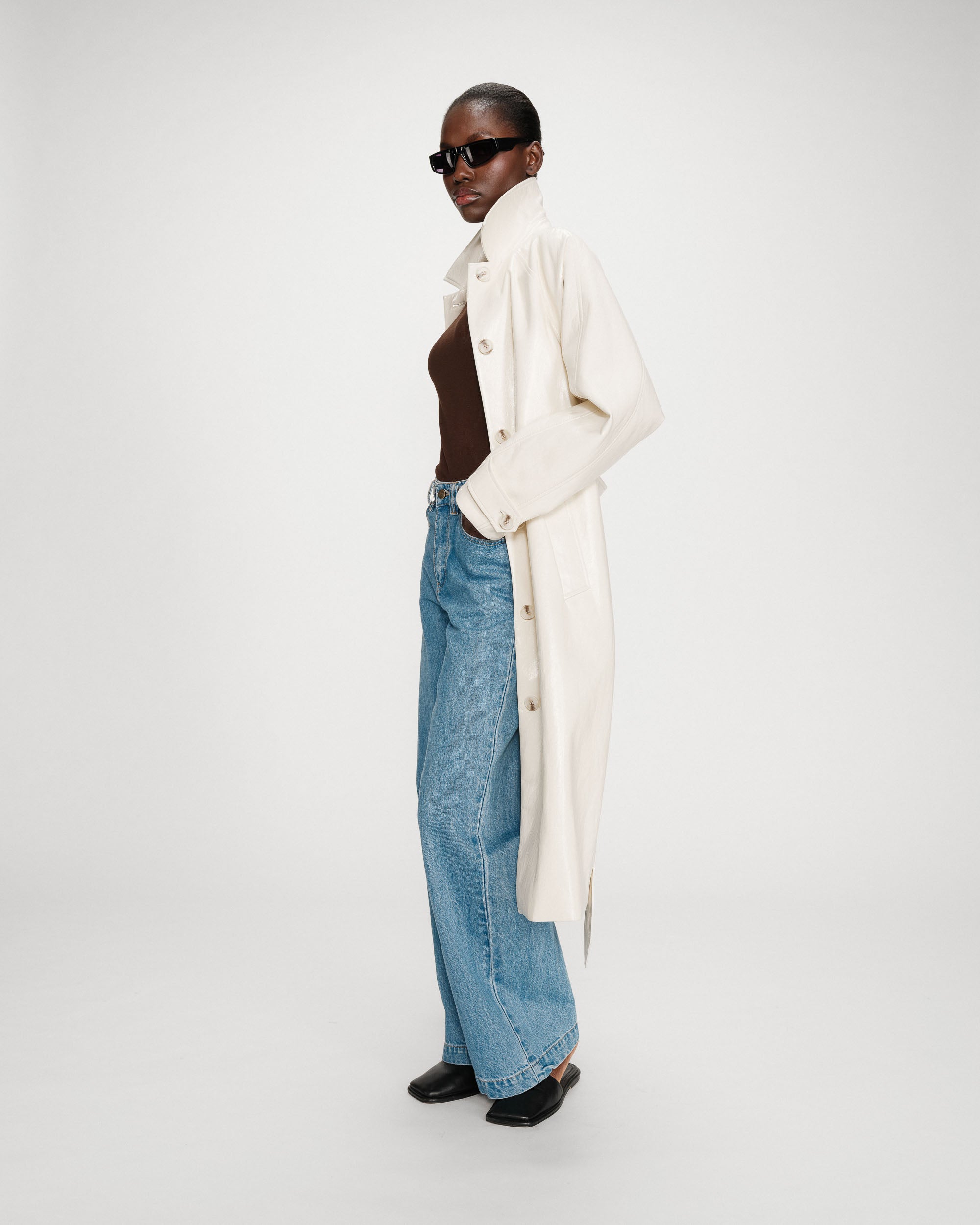 Trench-coat en vinyle vanille Velours