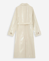 Trench largo de vinilo con cinturón vanille Velours