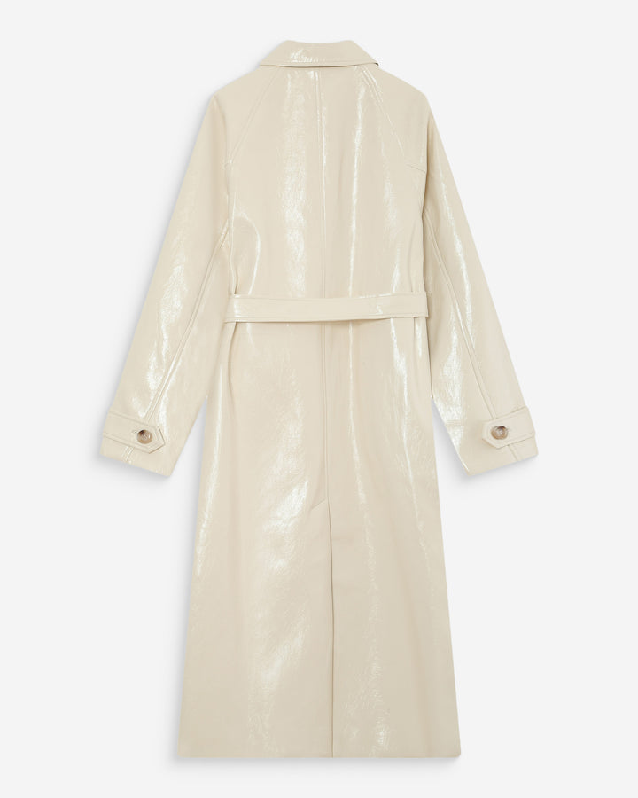 Trench largo de vinilo con cinturón vanille Velours