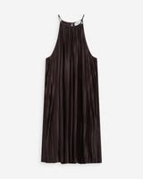 Vestido corto plisado con cuello halter chocolat Wilona