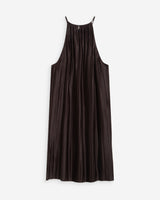 Vestido corto plisado con cuello halter chocolat Wilona