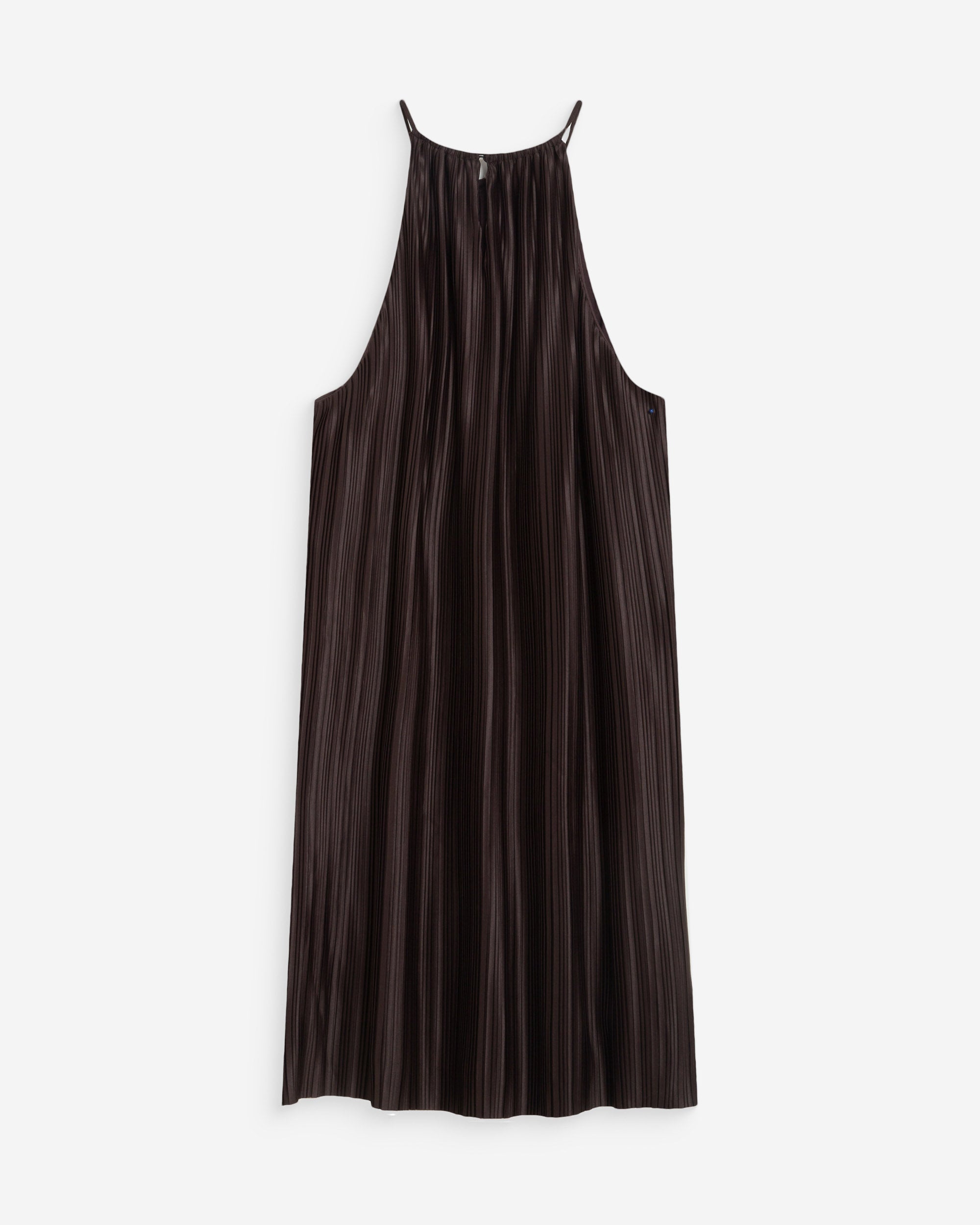 Vestido corto plisado con cuello halter chocolat Wilona