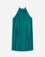 Vestido corto plisado con cuello halter emeraude Wilona